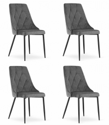Set 4 Scaune Bucatarie/Dining Teddy Gri Inchis Catifea 