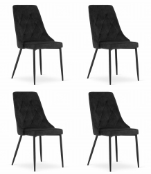 Set 4 Scaune Bucatarie/Dining Teddy Negre Catifea 