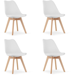 Set 4 Scaune Bucatarie/Dining Viko Alb Sezut Piele Ecologica 