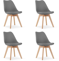 Set 4 Scaune Bucatarie/Dining Viko Gri Inchis Sezut Piele Ecologica 