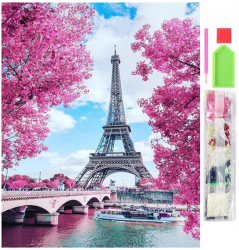 Set de broderie cu diamante 5D model Paris 30x40 cm accesorii incluse multicolor 