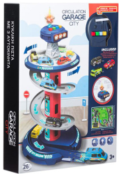 Set de joaca Garaj Auto Pista Circulara cu Turn de Control cu Sunet & Lumini - 26 piese 