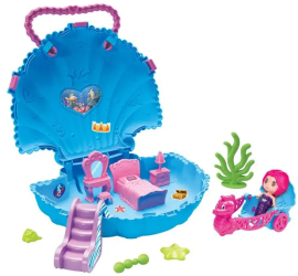 Set Gentuta in forma de scoica cu sirena si accesorii 15 piese 22x6x21 cm 3 ani +