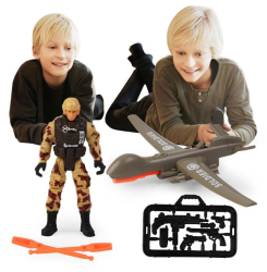 Set jucarie militar lansator de drone cu soldat 