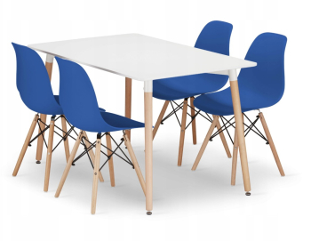 Set Masa Fixa Linda 120 x 80 Cm Si 4 Scaune Bucatarie/Dining Velo Albastre 