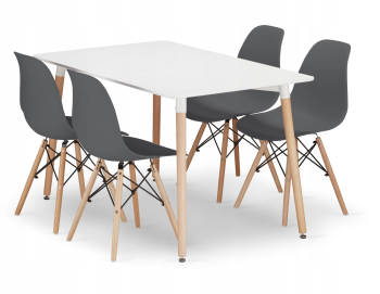 Set Masa Fixa Linda 120 x 80 Cm Si 4 Scaune Bucatarie/Dining Velo Gri Inchis 