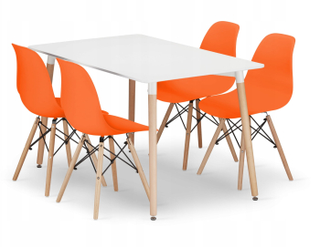 Set Masa Fixa Linda 120 x 80 Cm Si 4 Scaune Bucatarie/Dining Velo Portocaliu 