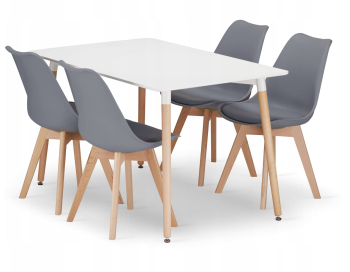 Set Masa Fixa Linda 120 x 80 Cm Si 4 Scaune Bucatarie/Dining Viko Gri 