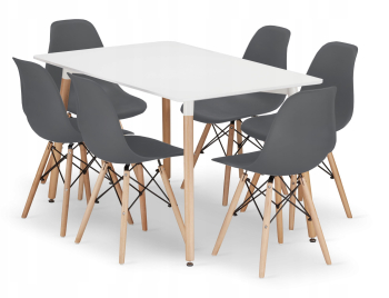 Set Masa Fixa Linda 120 x 80 Cm Si 6 Scaune Bucatarie/Dining Velo Gri Petrol 