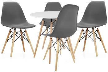 Set Masa Rotunda Fixa Linda 80 Cm Si 4 Scaune Bucatarie/Dining Velo Gri 