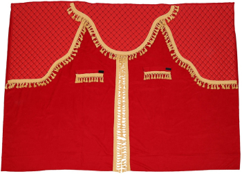 SET PERDELE CABINA CAMION. UNIVERSALE. VELUR. ROSU-AURIU 