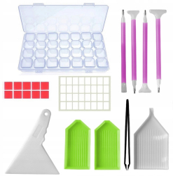 Set ustensile si accesorii pentru broderie diamante 49 elemente plastic multicolor 