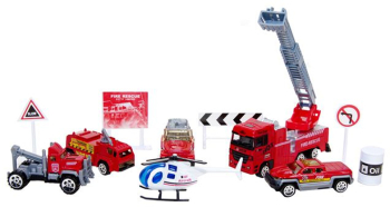 Vehicule de Pompieri cu schelet metalic set 6 piese 1 87 ATU-080309 
