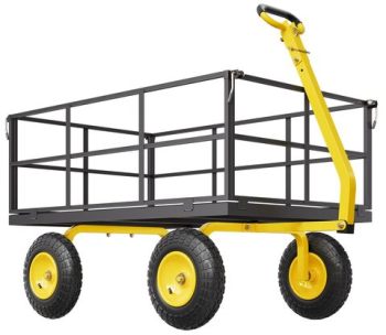 Carucior transport de mare capacitate 2225 x 760 x 775 mm Capacitate 635 kg Otel Roti gonflabile 13 inch Laterale detasabile 