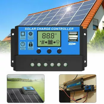 Controler/Regulator de incarcare panou solar 12 - 24V 30A mini dual USB 