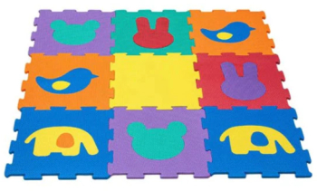 Covor puzzle pentru protectie pardoseala cu forme animale 31x31x1 9 bucati multicolor 