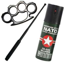 Kit Autoaparare Klausstech Spray Nato 60ml Baston Telescopic 50cm Pumnal Box Metalic Negru 