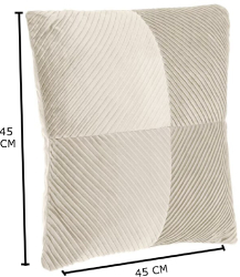 Perna de Iarna Decorativa Ecru Velvet cu Dungi Reliefate 45x45cm 