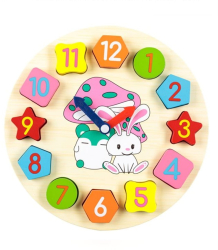 Puzzle din Lemn Ceas cu Animale 12 piese 24cm Multicolor AKS782 