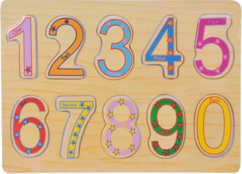 Puzzle Educational din lemn cu numere colorate si denumire in engleza BBL1650 