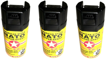 Set 3 Spray-uri De Autoaparare Nato Jet Dispersat 60 Ml Iritant Lacrimogen Discret Si Compact Raza De Actiune 8m Negru / Galben 