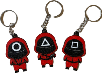 Set de 3 brelocuri Squid Game Soldiers printate 3D multicolor