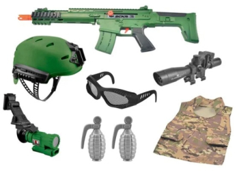 Set de lupta echipament militar cu 8 accesorii 