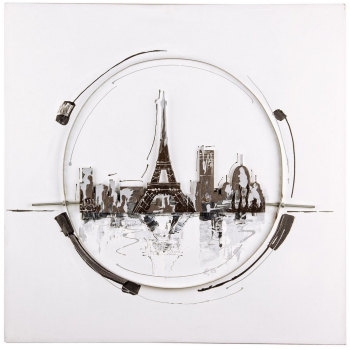 Tablou pictat in ulei canvas Paris 70x70x5.5 cm 