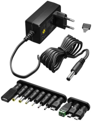 Alimentator Universal 3-12V 18W 1.5A /11 adaptoare /USB-C /USB-A /Micro-USB /Mini-USB /Terminale cu Surub 64569 Goobay