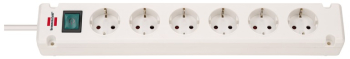 Brennenstuhl - Prelungitor Bremounta cu 6 prize si intrerupator H05VV-F 3G1.5 alb 3m 1150650326 