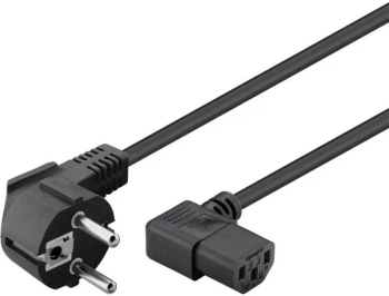 Cablu de alimentare cu IEC 90 grade pe ambele capete 5m negru 3x1mm2 pentru PC /monitor /proiector /dispozitive cu conector C14 