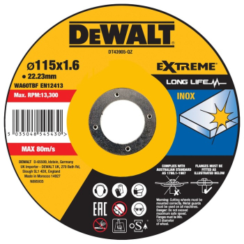 DeWALT - Disc debitare inox 115x22.23x1.6mm DT43905-QZ 