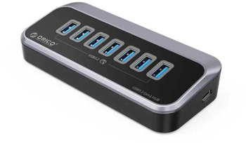 HUB USB Orico M3U3-7A-10-BK cu 7 port-uri USB3.2 gri 1m 