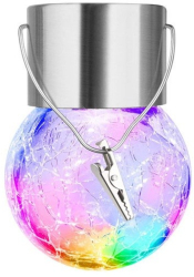 Lampa Solara Flippy LED Tip Candelabru Mic Cu Bila Din Sticla Crapata Exterioara Impermeabila Iluminare 6-12 H Multicolor 