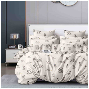 Set lenjerie de pat o persoana alb cu dalmatieni 4 buc 155x205 cm 