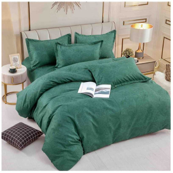 Set lenjerie de pat o persoana verde cu imprimeu floral 4 buc 155x205 cm 