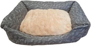 Culcus pentru animale Zola dreptunghiular interior moale din plus perna detasabila rezistent la zgarieturi 47x37x12 cm gri