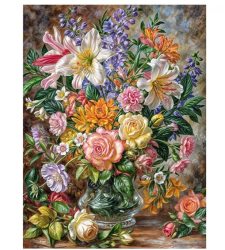 Goblen mozaic cu diamante Zola model vaza de flori pictata 30x40 cm 