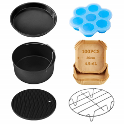 Set 6 accesorii pentru friteuza cu aer cald Cosori C158-6AC-EUR fara BPA negru 