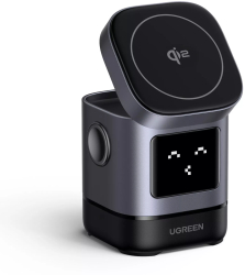 Incarcator wireless magnetic UGREEN Uno 2in1 15W gri 