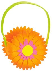 Cosulet decorativ pentru Paste din fetru model floricica portocalie 14 cm 