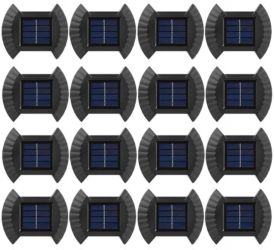 Set 16 lampi de perete cu incarcare solara senzor amurg forma scoica Negru 
