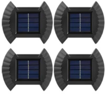 Set 4 lampi de perete cu incarcare solara senzor amurg forma scoica Negru 