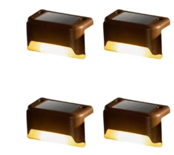 Set 4 lumini solare pentru gard ABS Panou Solar Incorporat Lumini de trepte utilizate in exterior pentru terasa scari gradina 