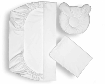 Set Lenjerie Patut + Pernuta Pentru Formarea Capului Bebelusului Somnart Bumbac Egiptean 60X120 Cm Alb 