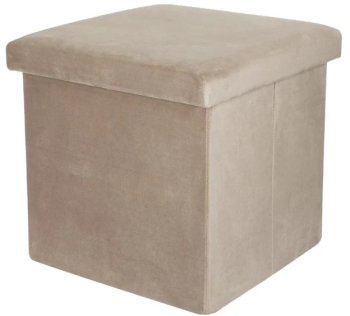 Taburet pliabil catifelat dimensiune 38x38x38 cm greutate maxima 70 kg Crem 