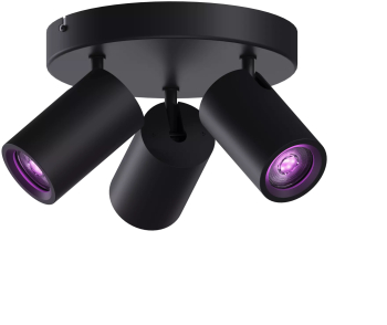 Plafoniera LED Smart Calex rotunda cu 3 spoturi rotative - bec GU10 inclus dimabil negru