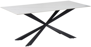 Masa Bucatarie/Dining Coralys Blat Piatra Sinterizata Finisaj Marmura Alb 180x90 Cm 