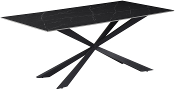 Masa Bucatarie/Dining Coralys Blat Piatra Sinterizata Finisaj Marmura Neagra 180x90 Cm 