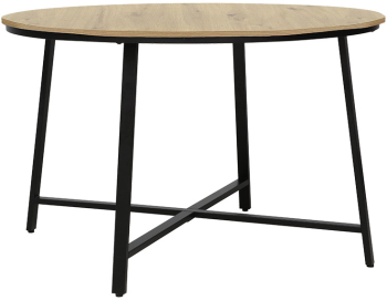 Masa Bucatarie/Dining Giovani Finisaj Natur Diametru 120 Cm Picioare Negre 